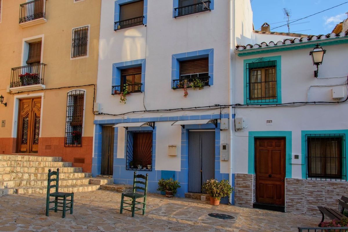 Colourful village houses in the old town of Finestrat
